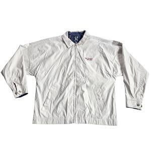 Vintage USC Trojans Gear Windbreaker Jacket Size L Off White Gray Full Zip